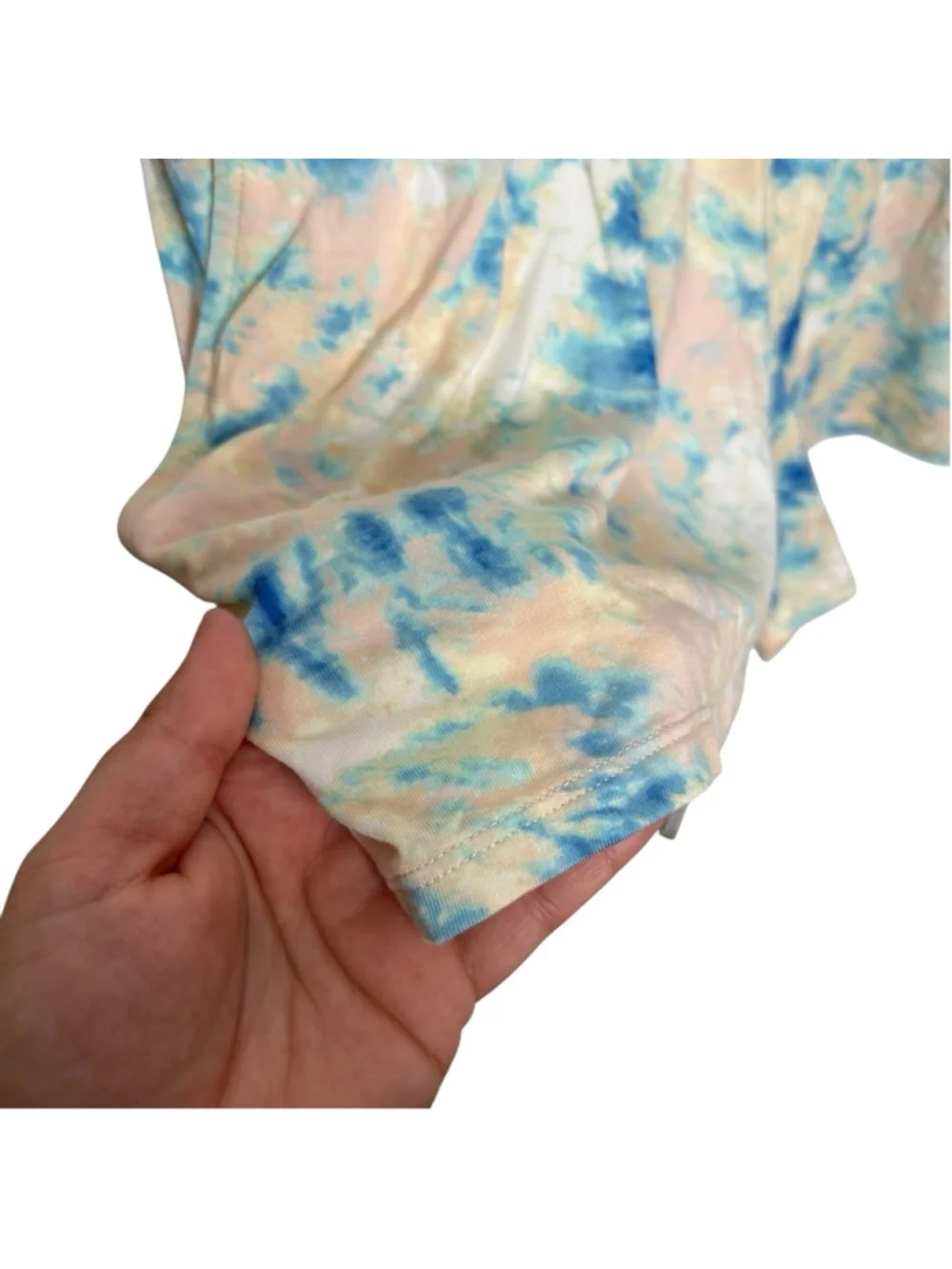 TART Collections Sky Short Sleeve Tie Belt Romper in Cloud Tie Dye Size Large